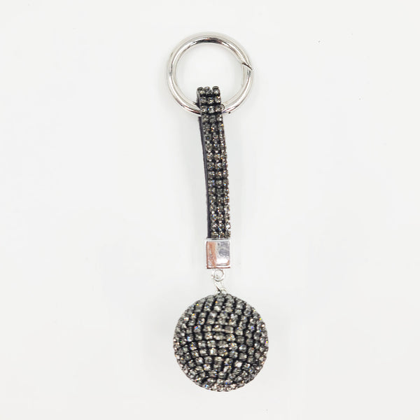 Ball shape stone encrusted key ring