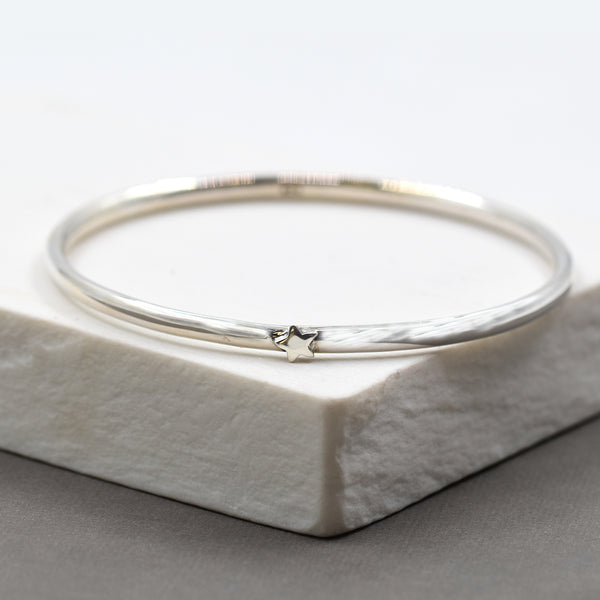 925 Silver bangle with silver star