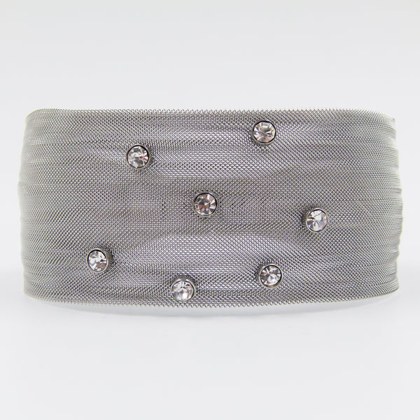 Mesh Stainless steel cuff w/ crystals