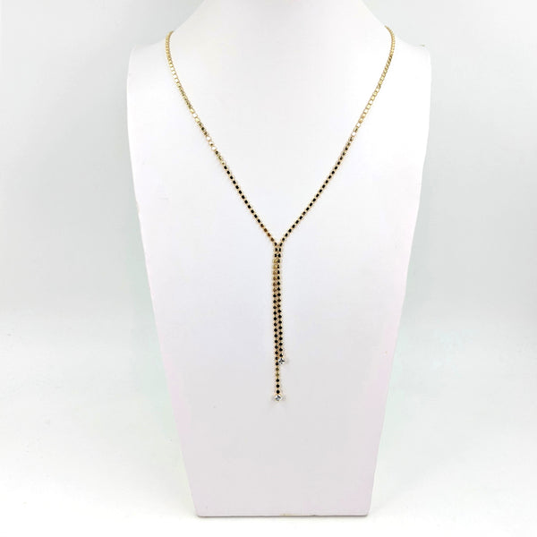 Delicate crystal Y-shape chain necklace