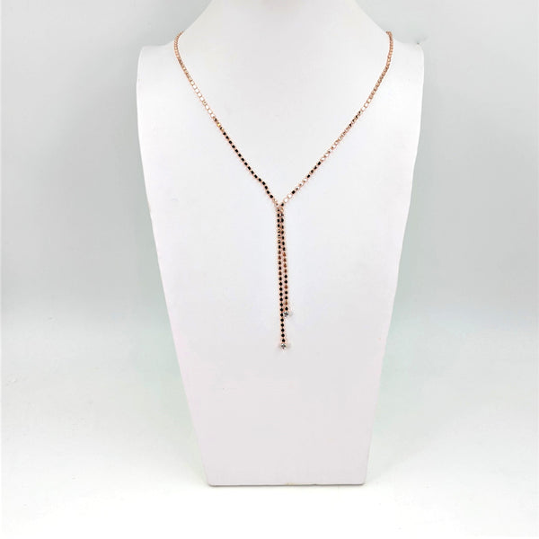 Delicate crystal Y-shape chain necklace