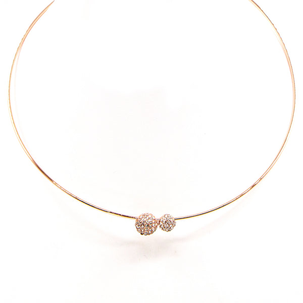 Rigid collar necklace with crystal ball elements