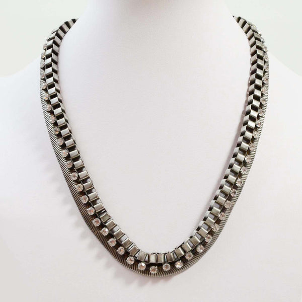 Statement chain collar necklace with diamante