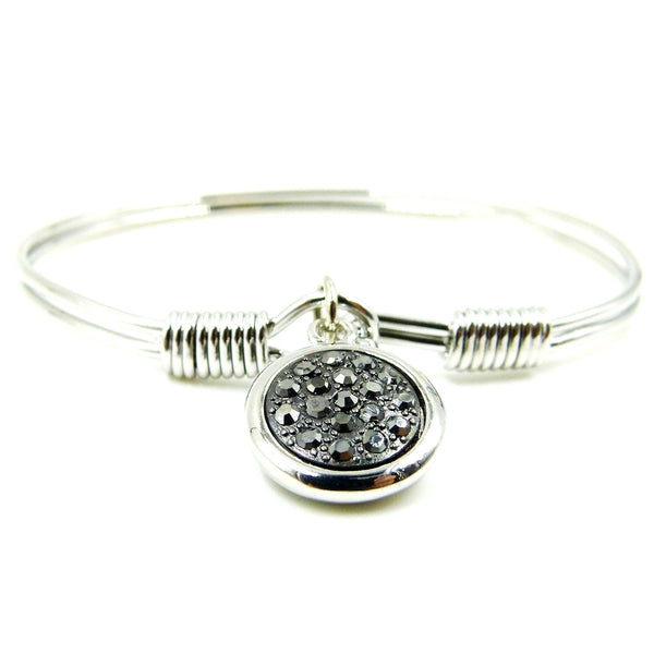 Delicate bangle with mosaic style disc charm