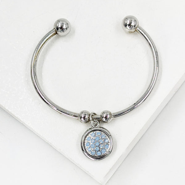 Swarovski crystal disc pendant on delicate bangle