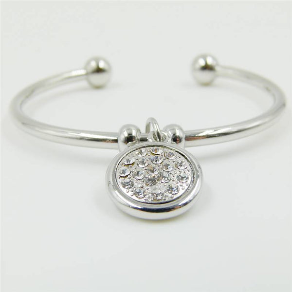 Swarovski crystal disc pendant on delicate bangle