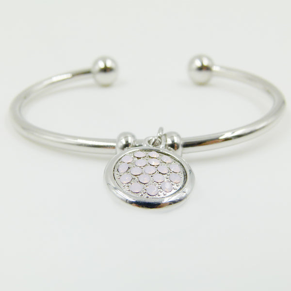 Swarovski crystal disc pendant on delicate bangle