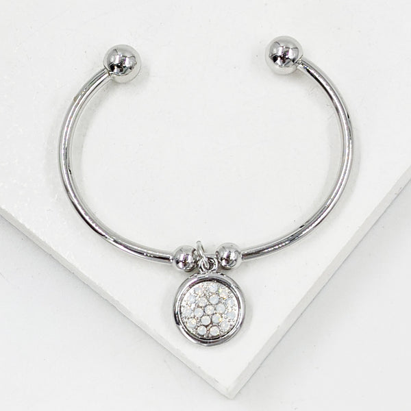 Swarovski crystal disc pendant on delicate bangle