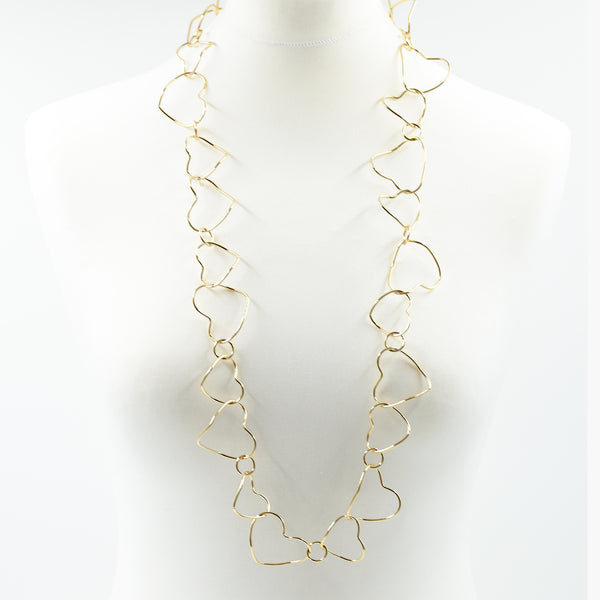 Contemporary long heart link necklace