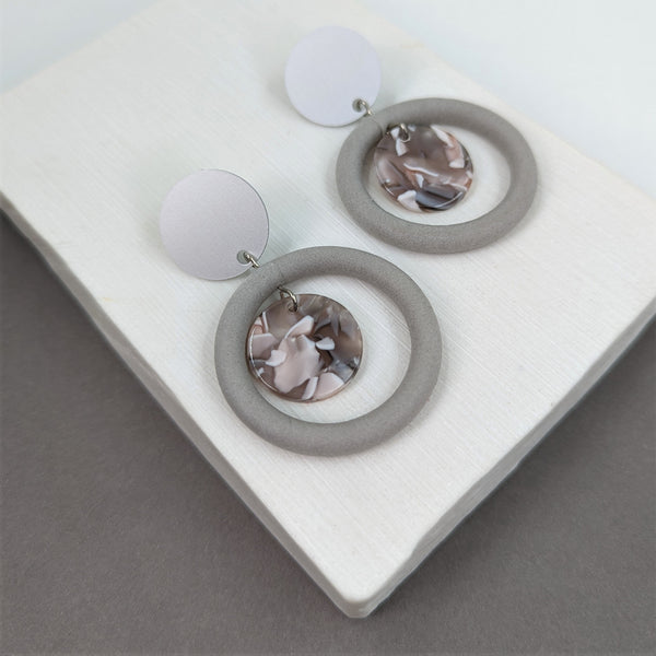Lightweight neoprene statement circle earrings with resin centre