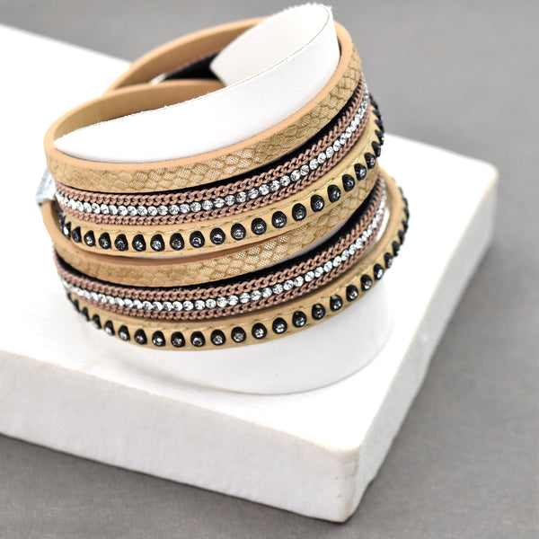 3 strand double wrap bracelet with magnetic claps