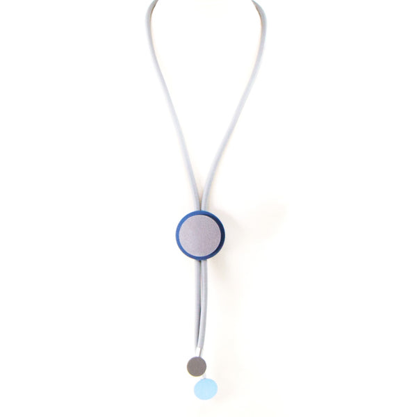 Long Y-shape neoprene necklace with disc components