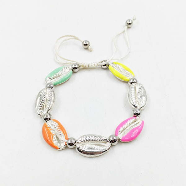 Cowrie shell component neon mix friendship bracelet