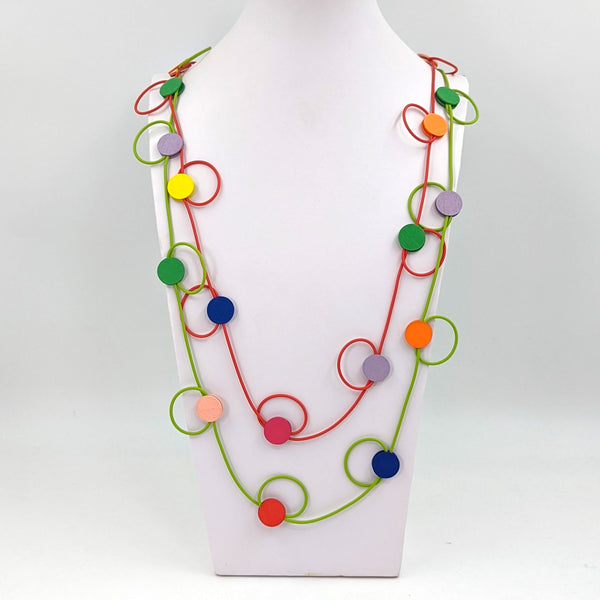 Extra long double strand loop the loop necklace with discs