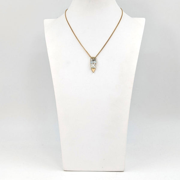 Delicate geometric crystals pendant on short necklace