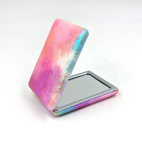 Iridescent cell like effect rectangular compact mirror