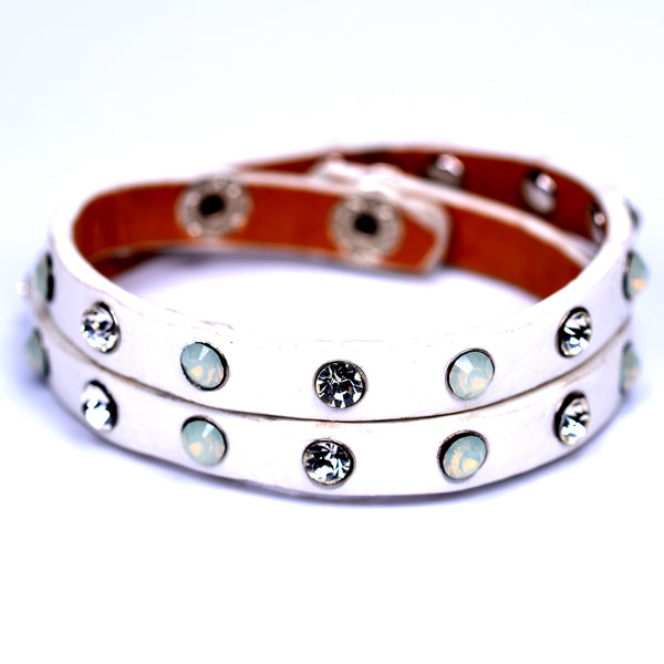 Wraparound bracelet with crystal & opal studs