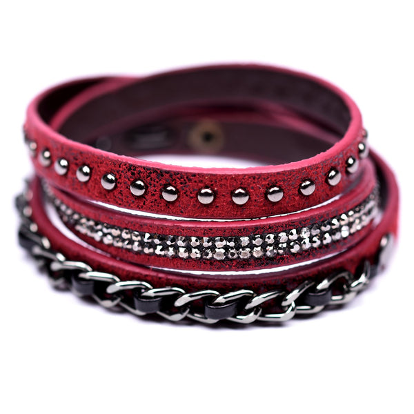 Wraparound bracelet with stud & chain detail