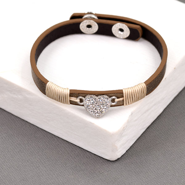 Crystal heart charmed bracelet
