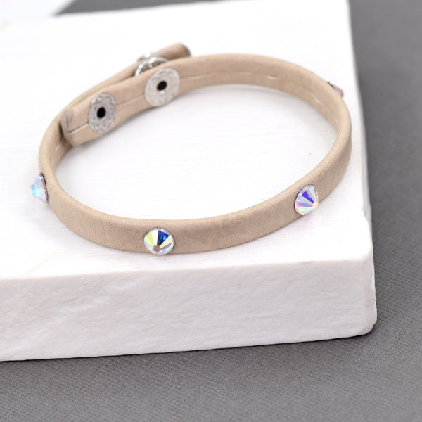 Crystal studded PU leather bracelet