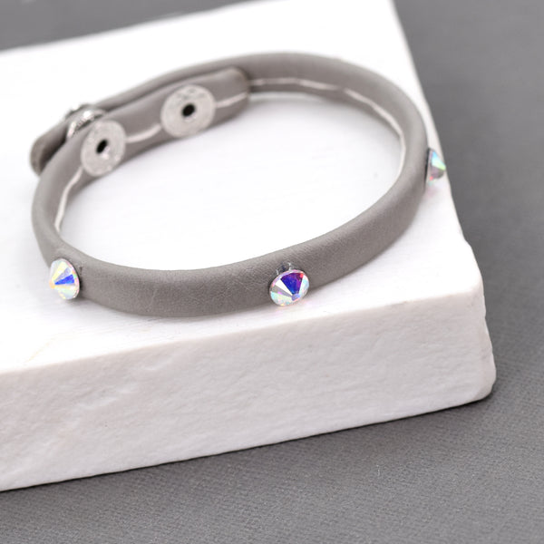 Crystal studded PU leather bracelet