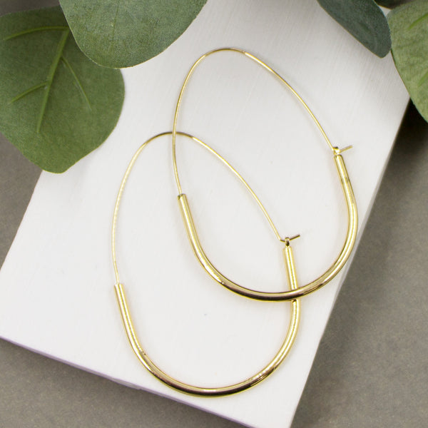 Elongated ovalish hoop earrings
