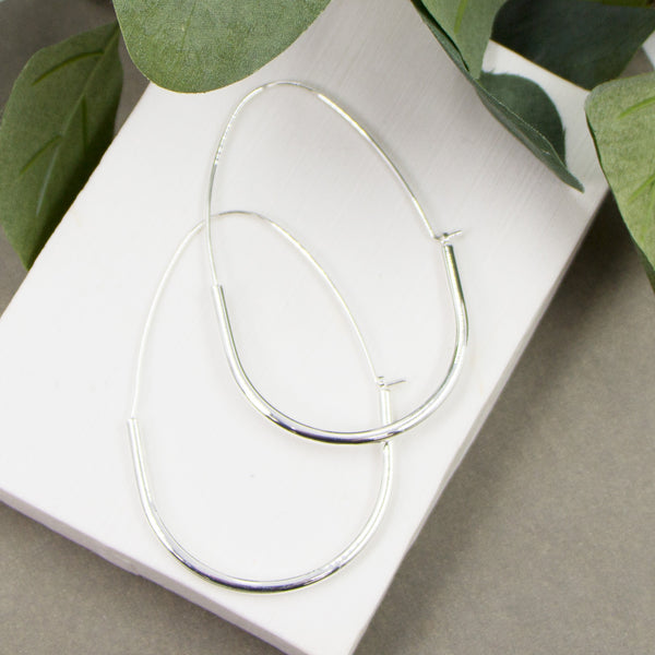 Elongated ovalish hoop earrings
