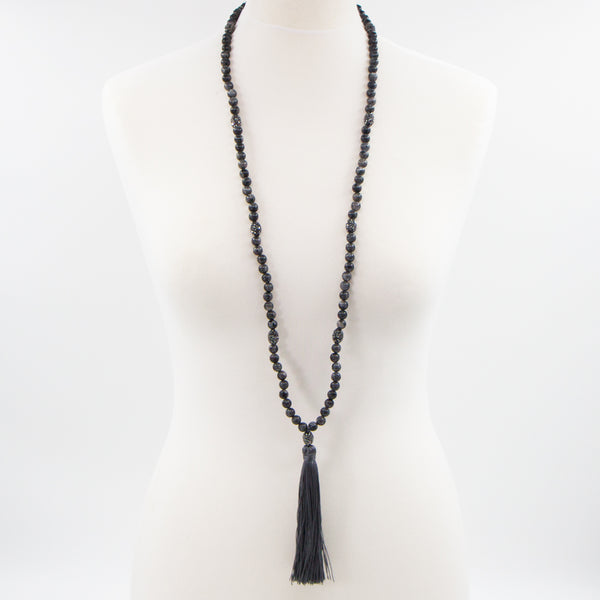 Howlite tassel necklace with crystals