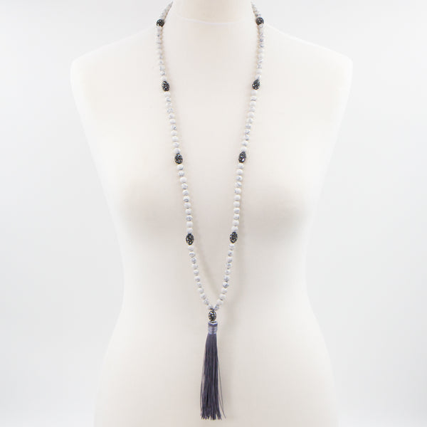 Howlite tassel necklace with crystals