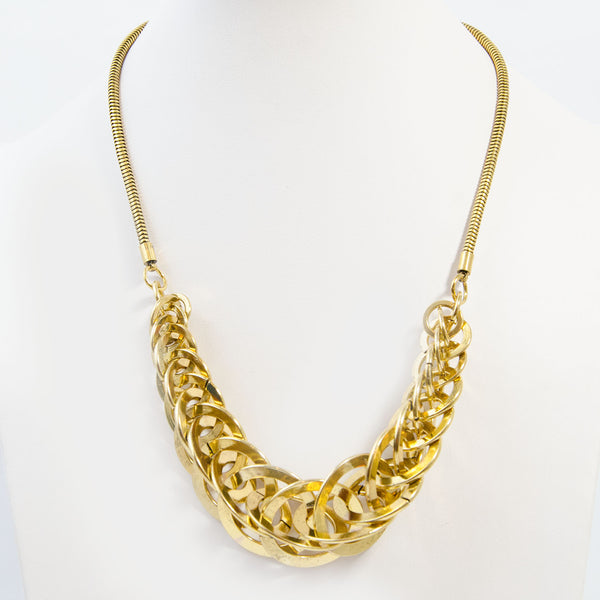 Interlinked rings statement with snake chain necklace