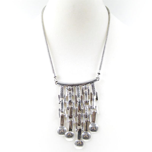 Contemporary ball and chain droppers on short necklace