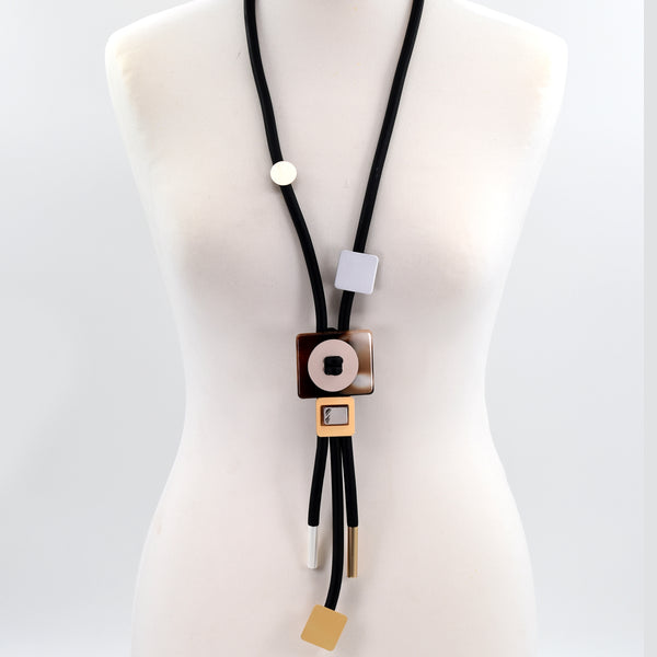 Neoprene necklace with multiply pendants