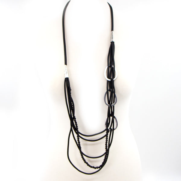 Multistrand statement necklace with oval components