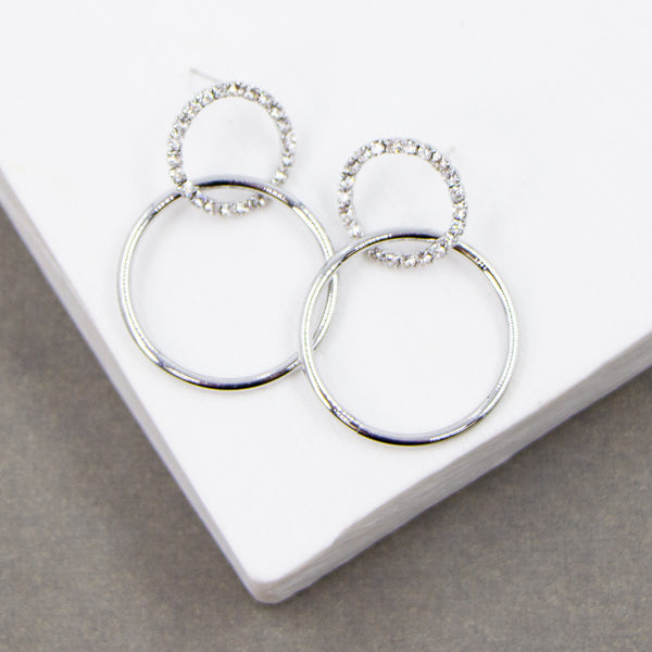 Crystal circle post and circle earrings
