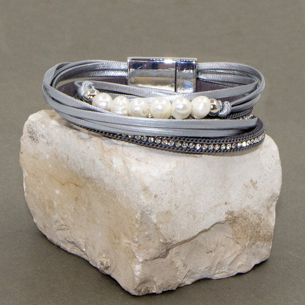 Multi strand wrap around bracelet with pearls
