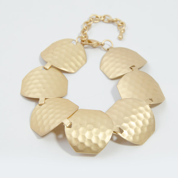 Hexagon shape matt metal component bracelet