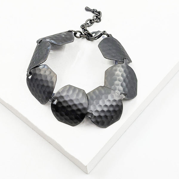 Hexagon shape matt metal component bracelet