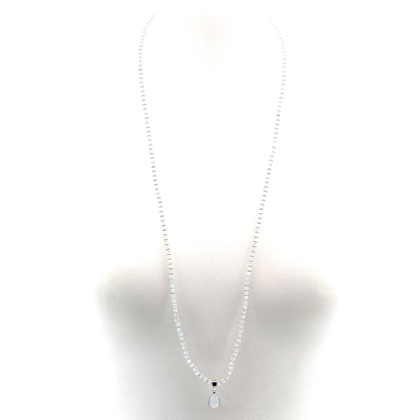 Long beaded double wear necklace with teardrop pendant