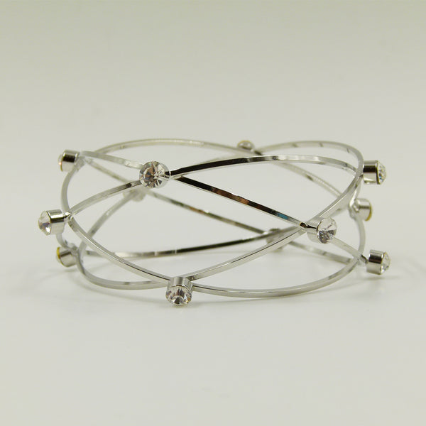 Criss-cross statement bangle with feature crystals