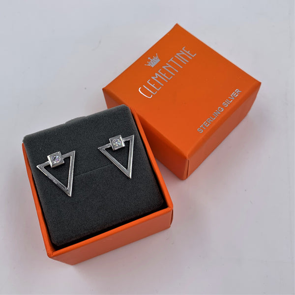 Triangle stud earrings with cz stones