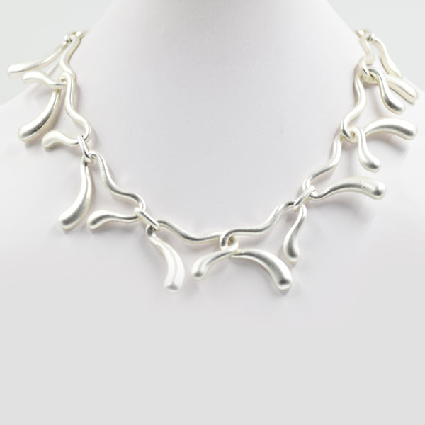 Contemporary organic shapes linked necklace