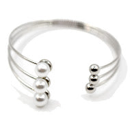 Delicate 3 band open bangle with pearls