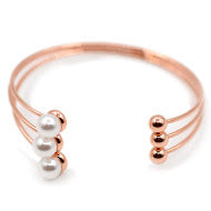 Delicate 3 band open bangle with pearls