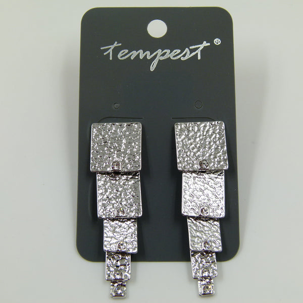 Graduated square drop earrings with crystal