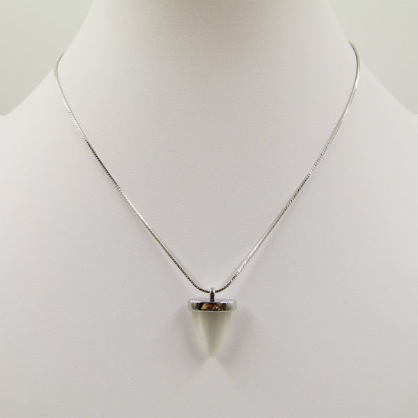 Cat eye effect pendant on delicate short necklace chain