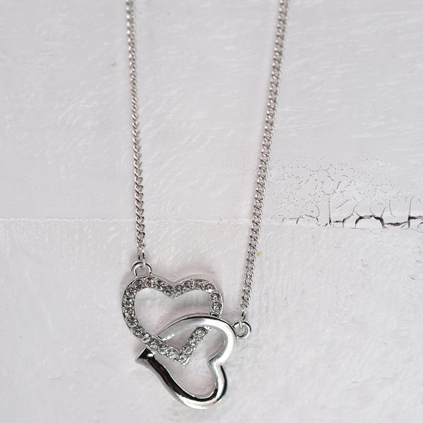 Entwined heart necklace with crystals