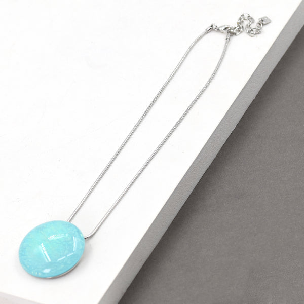 Aqua resin circle pendant necklace 41cm