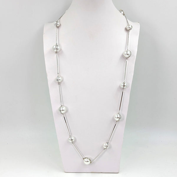 Luxury long pearl and chain necklace