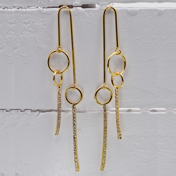 Unusual long triple hoop earrings