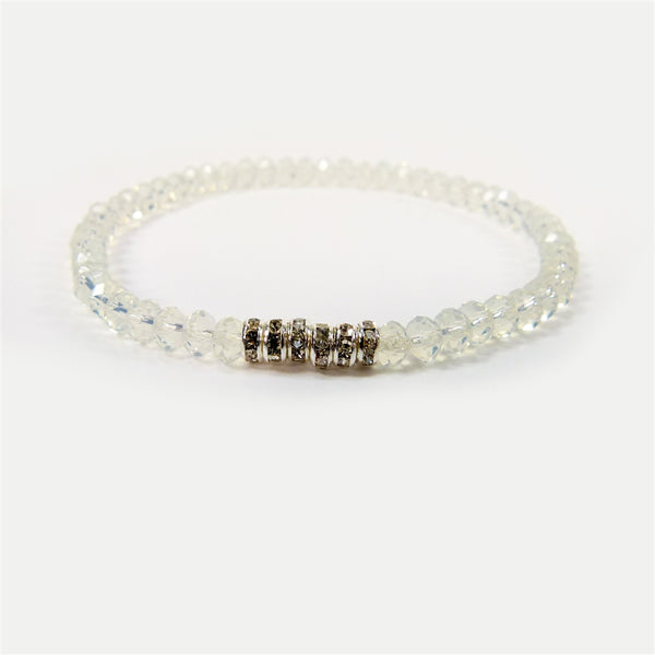 Mini stretchy cut glass bracelet with rondelle section